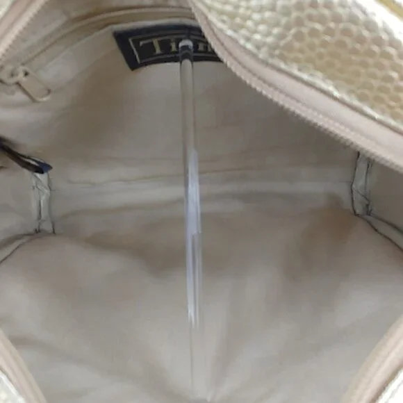 TIANNI Vintage Gold Metallic and Linen Cameral Bag Crossbody Y2K Good Condition - Picture 9 of 9